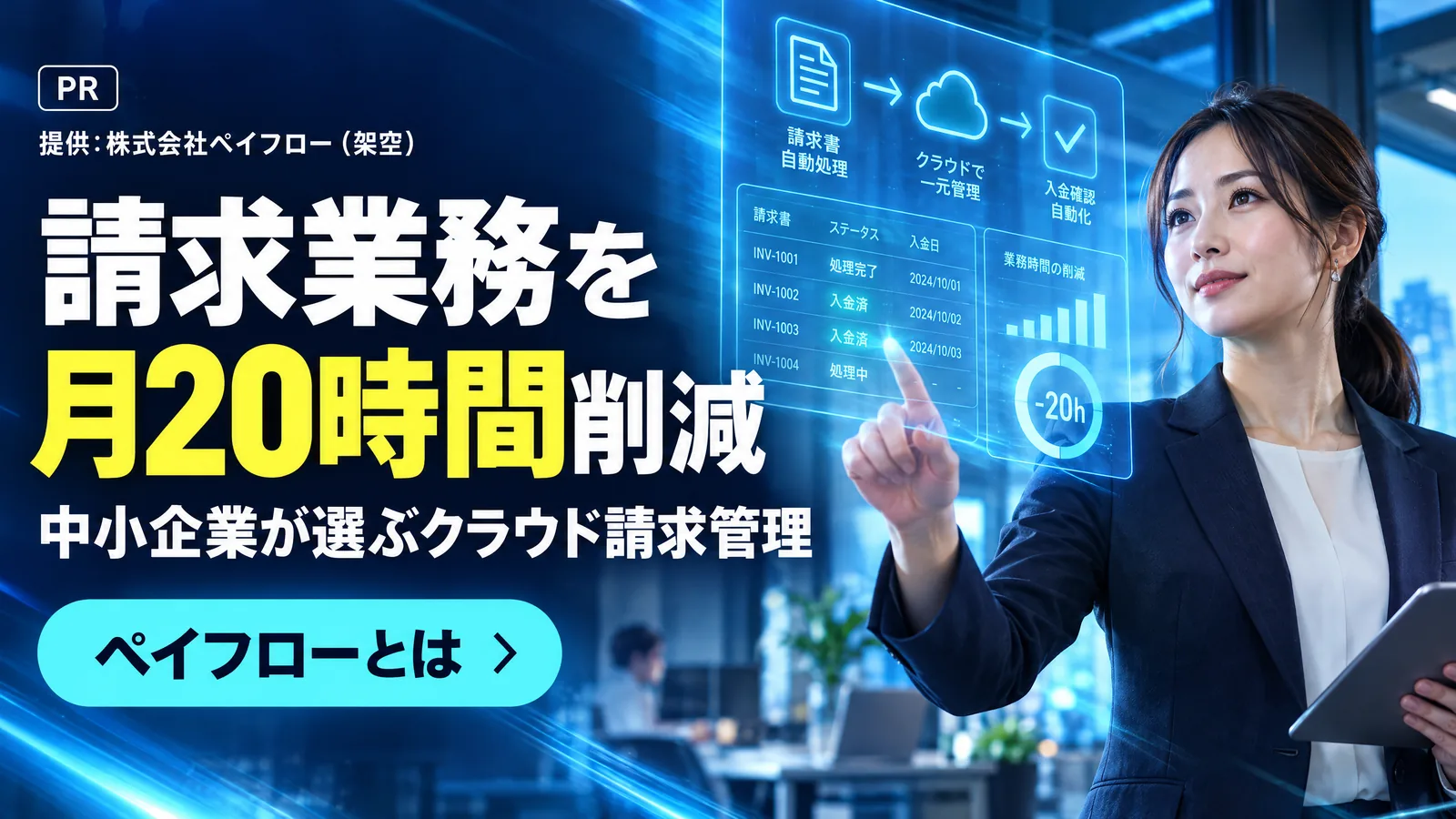 請求業務を月20時間削減 クラウド請求管理ペイフロー